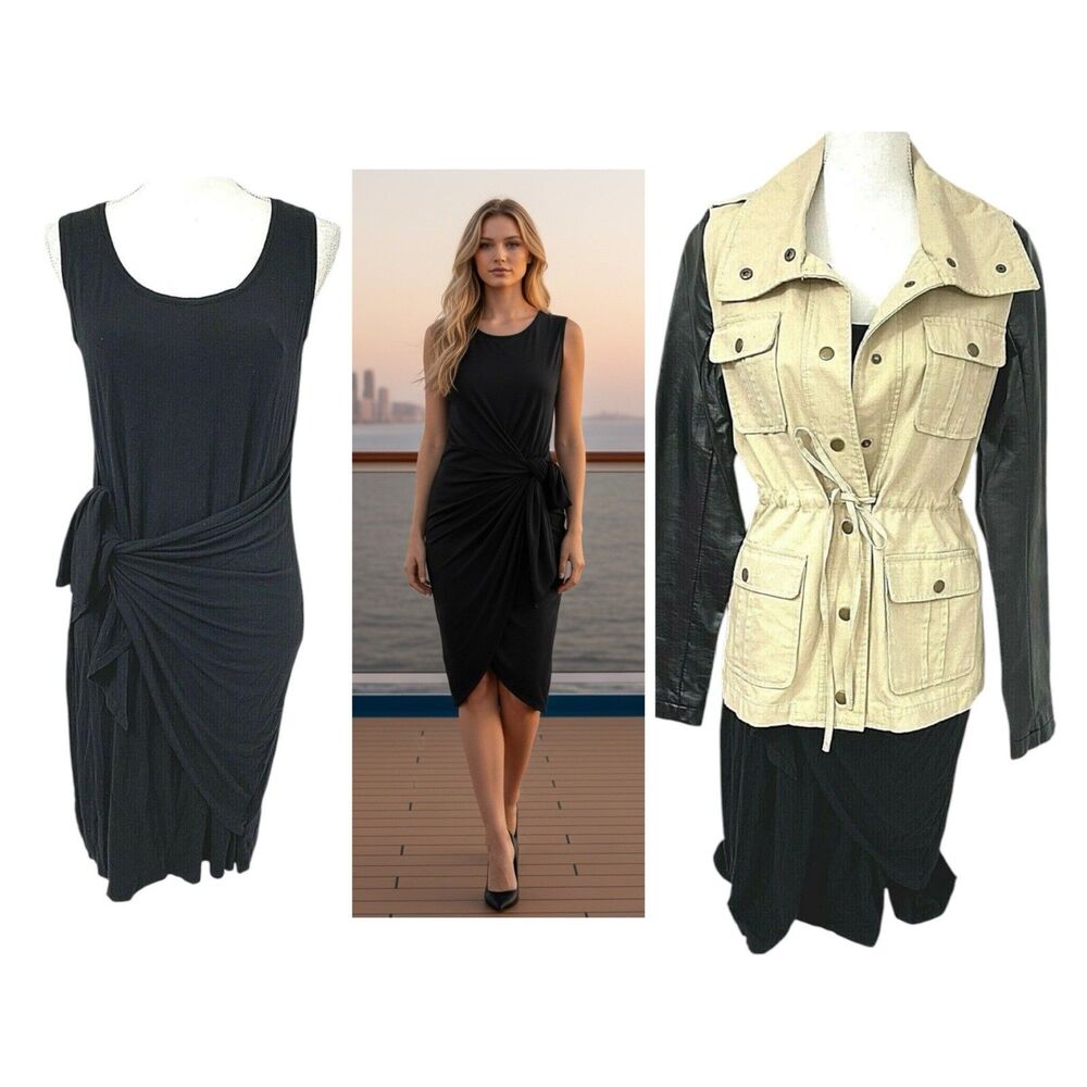 Style & Co Dress Womens Med Lot Boho Utility Black Wrap Anorak Jacket Vacation